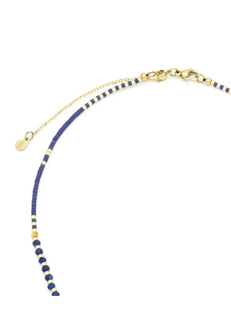 Ожерелье с подвеской из бусин, модель Lumira Mini Beaded Gemstone Kamaria — изображение 3 из 6, оттенок синий