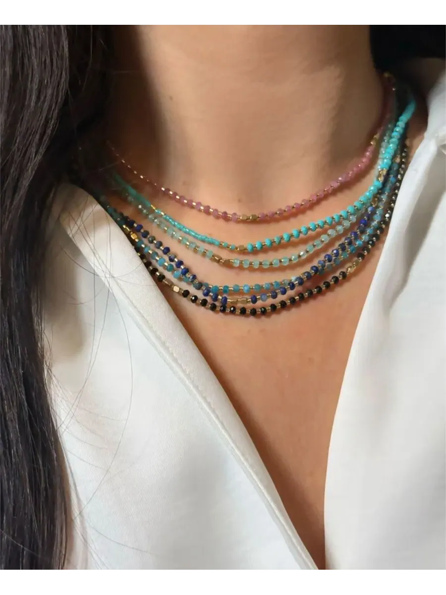 Ожерелье с подвеской из бусин, модель Lumira Mini Beaded Gemstone Kamaria — изображение 5 из 6, оттенок синий