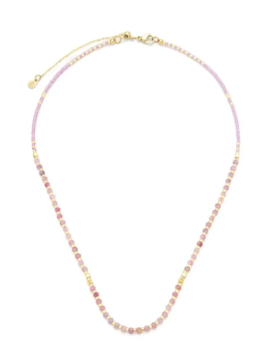 Колье с подвеской из розового турмалина Lumira Mini Beaded Gemstone Necklace Kamaria