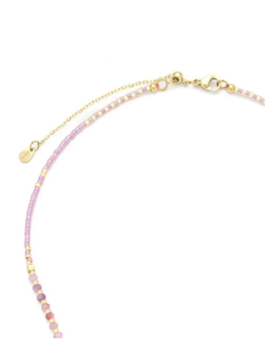 Колье с подвеской из розового турмалина Lumira Mini Beaded Gemstone Necklace Kamaria — изображение 3 из 5, оттенок розовый