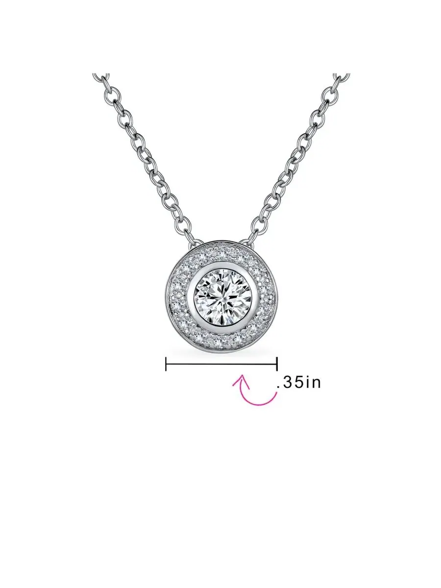 Кулон с подвеской из стерлингового серебра с цирконием Classic Art Deco Style CZ Halo Circle — изображение 4 из 4