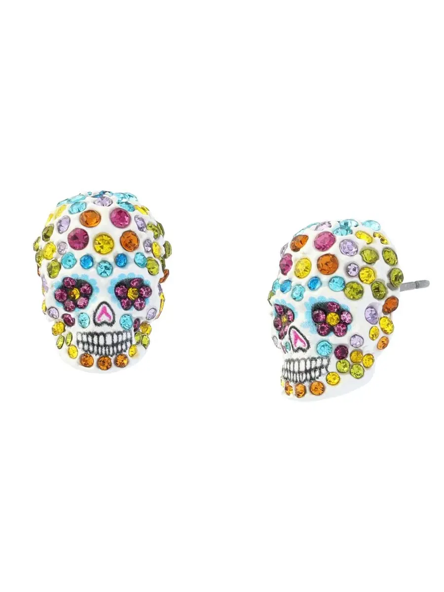 Серьги-гвоздики с принтом Sugar Skull Betsey Johnson
