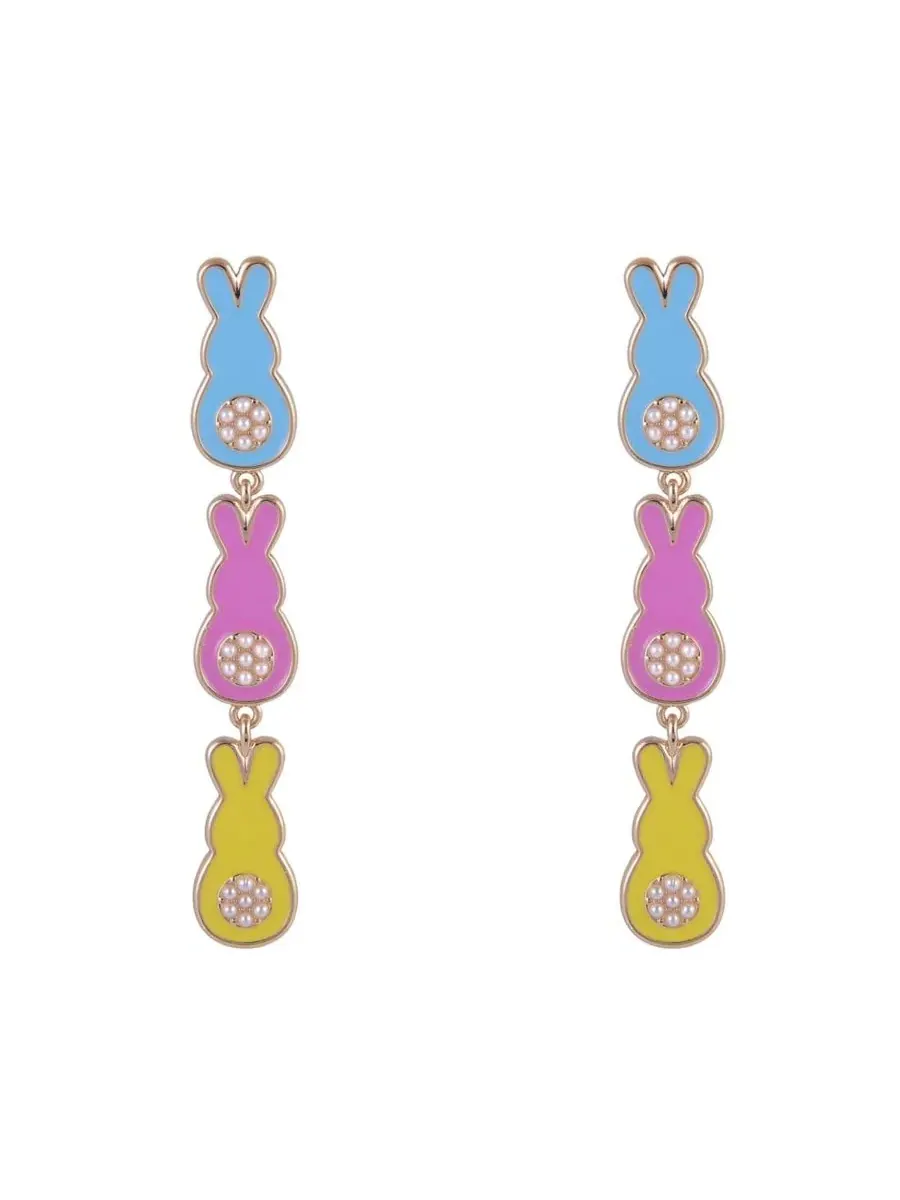 Серьги-пусеты с пасхальным кроликом, Linear Easter Bunny Hallmark — изображение 2 из 4, оттенок нет цвета