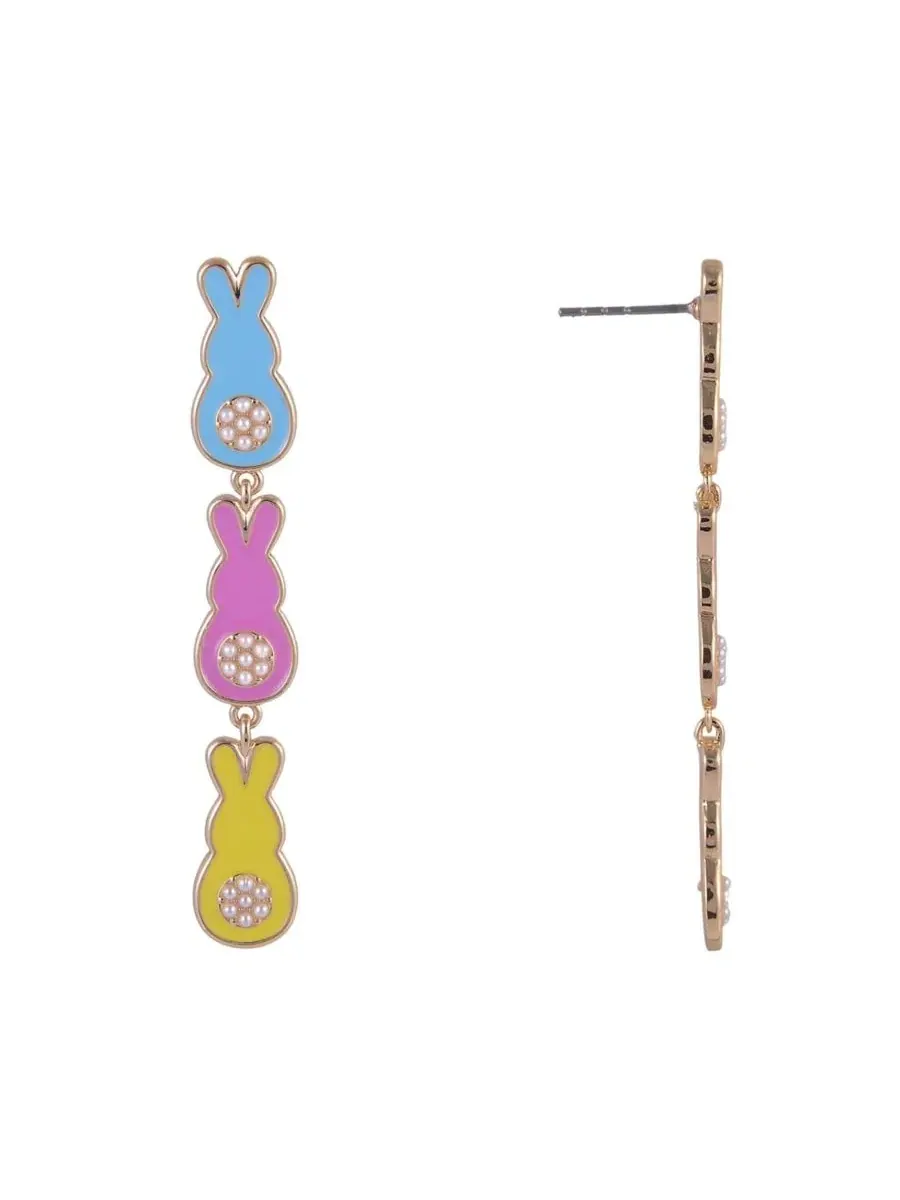 Серьги-пусеты с пасхальным кроликом, Linear Easter Bunny Hallmark — изображение 3 из 4, оттенок нет цвета