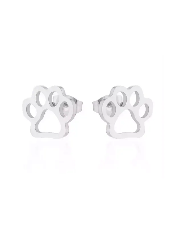 Серьги-Гвоздики с отпечатками лап Charmedpaw Hollywood Sensation — серебристый