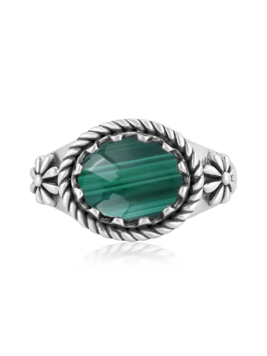 Серебряное кольцо с малахитом «Восток-Запад» American West Jewelry — зеленый