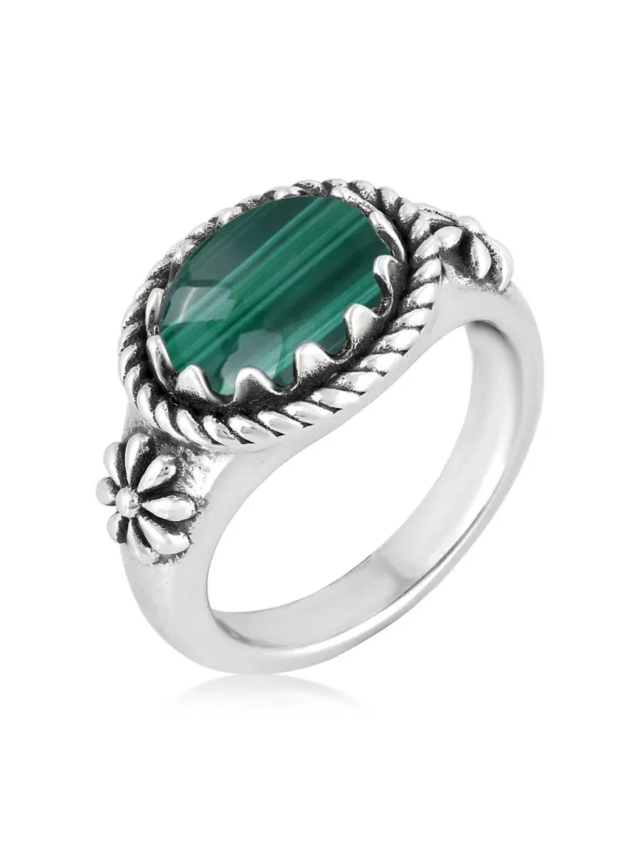 Серебряное кольцо с малахитом «Восток-Запад» American West Jewelry — изображение 2 из 6