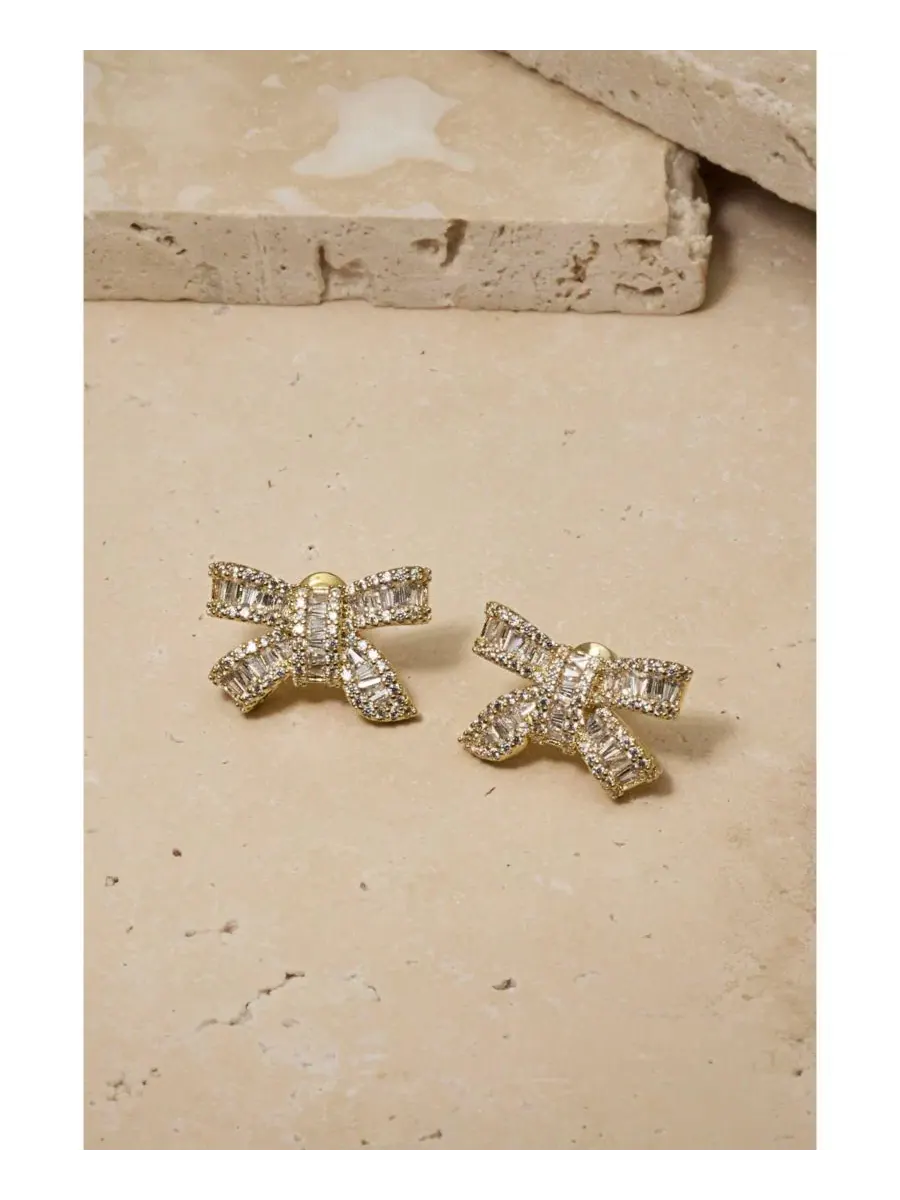 Серьги-гвоздики Alicia Crystal Bow Studs Untamed Petals — изображение 1 из 3, оттенок золото