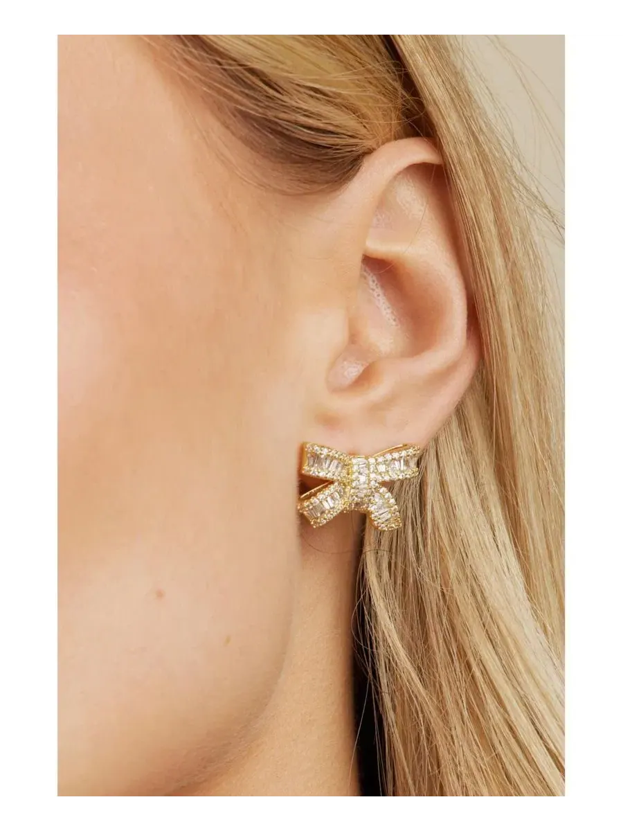 Серьги-гвоздики Alicia Crystal Bow Studs Untamed Petals — изображение 2 из 3, оттенок золото