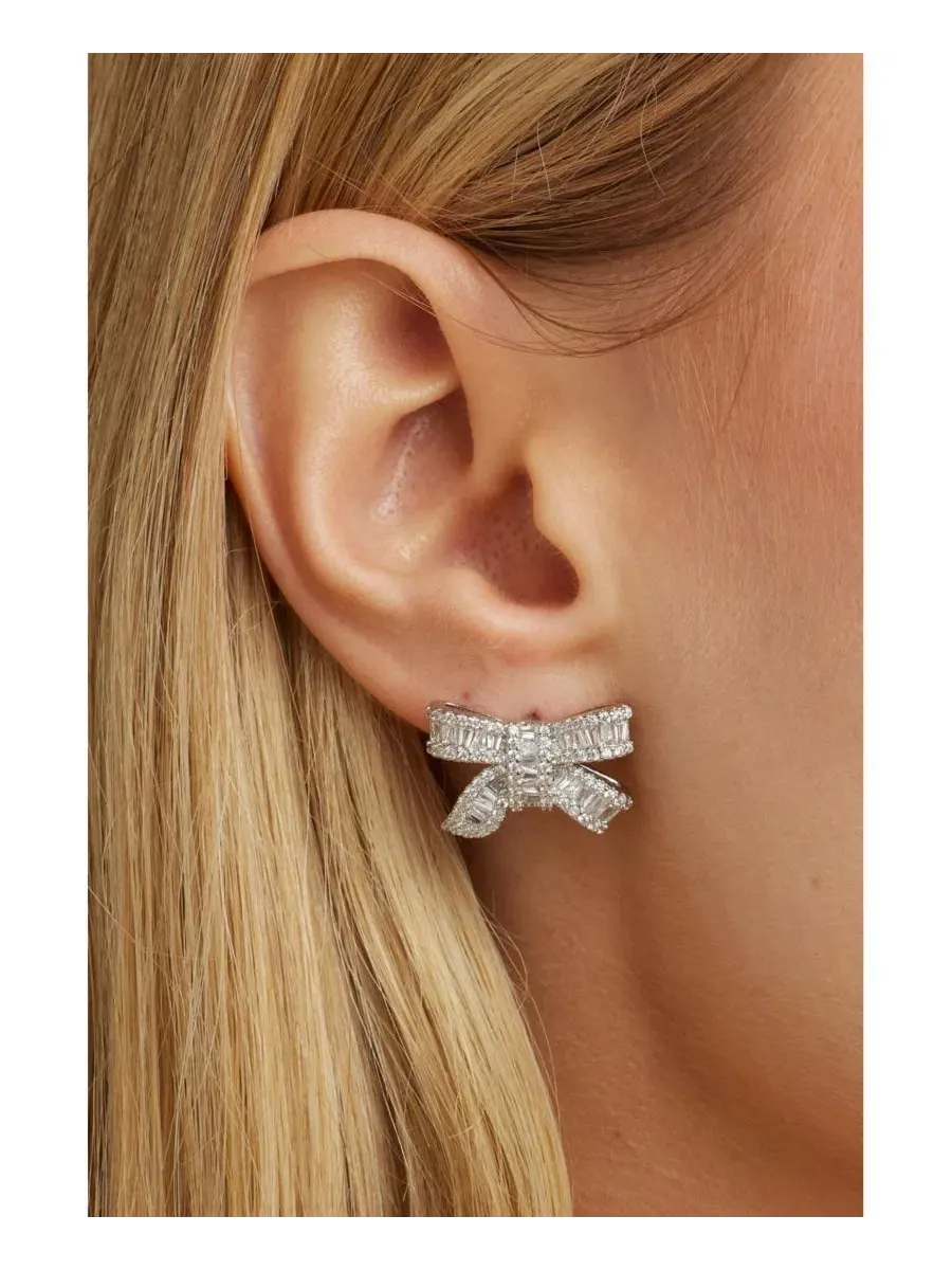 Серьги-гвоздики Alicia Crystal Bow Studs Untamed Petals — изображение 2 из 4, оттенок серебряный