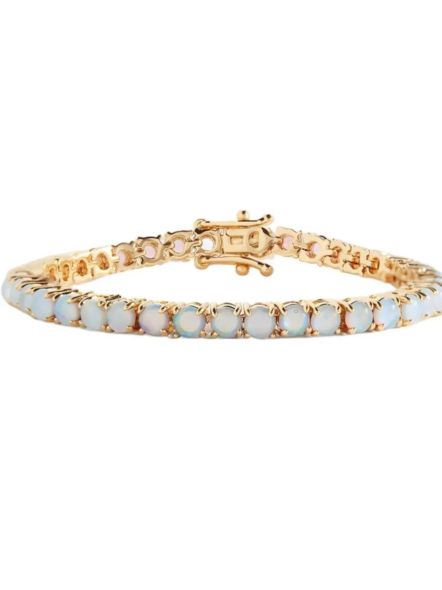 Браслет-тенниска с опалом, 4 мм, Opal Tennis Bracelet Mint & Lily — золотистый