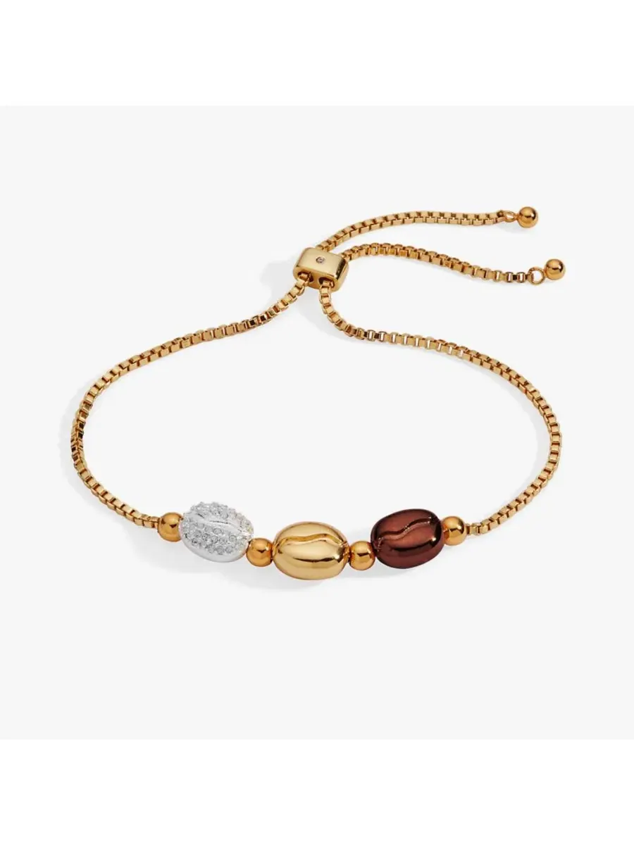 Браслет-боло с подвесками в виде кофейных зерен Coffee Bean Bolo Bracelet Alex and Ani — мульти
