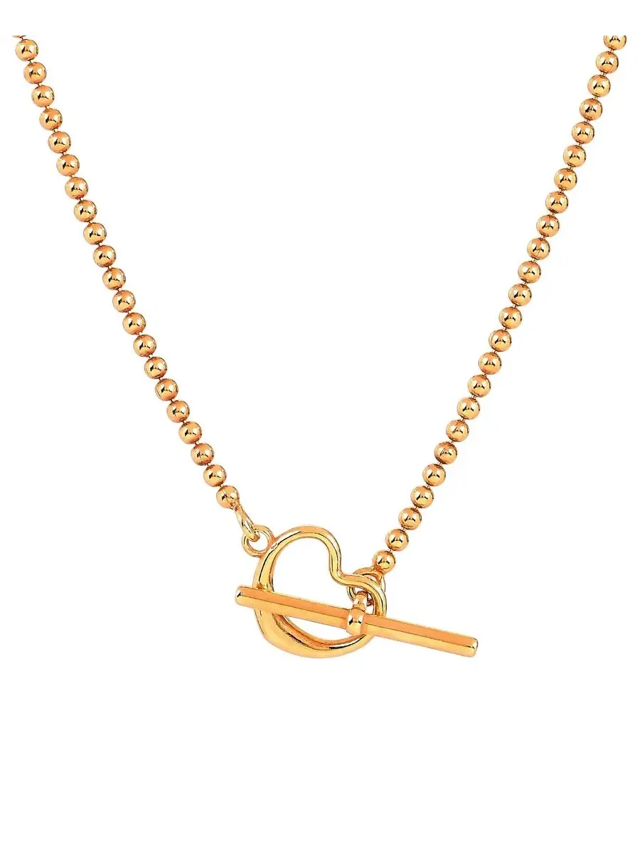 Ожерелье с сердцем и бусинами Primavera Gold Over Silver Heart Toggle Bead Giani Bernini — золотистый
