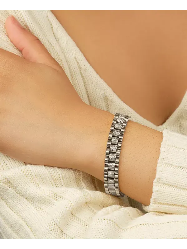 Браслет-Цепочка для часов с акцентом на кубические цирконии Sterling Forever — изображение 4 из 4, оттенок серебряный