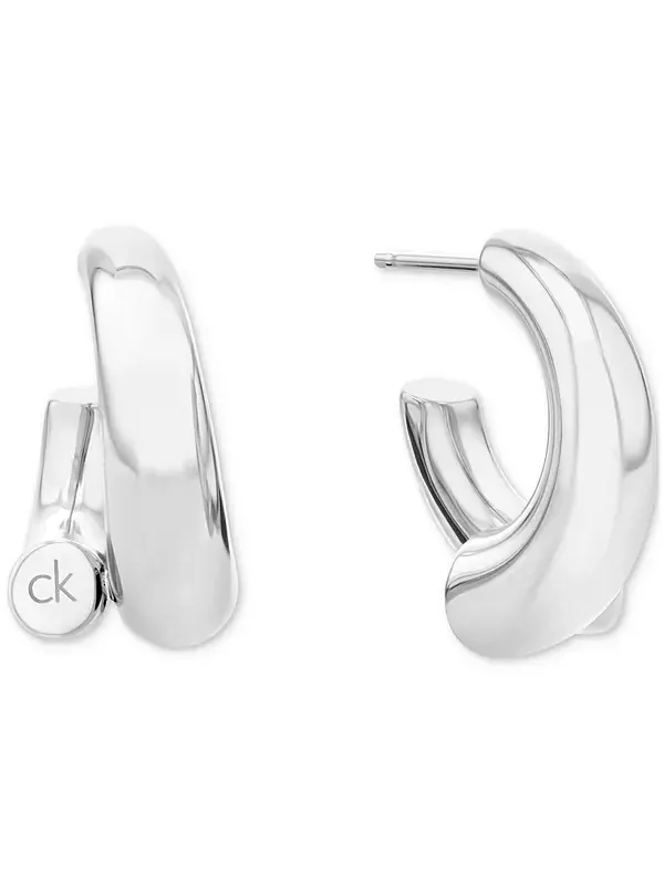 Серьги-Подвески в форме спирали серебристого оттенка Calvin Klein