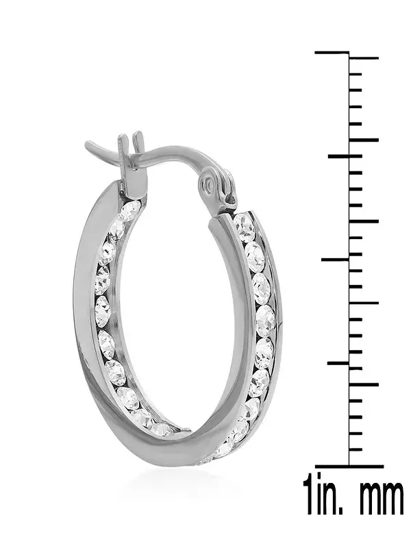 Женские серьги-кольца из нержавеющей стали, украшенные кристаллами Swarovski Steeltime — изображение 3 из 3