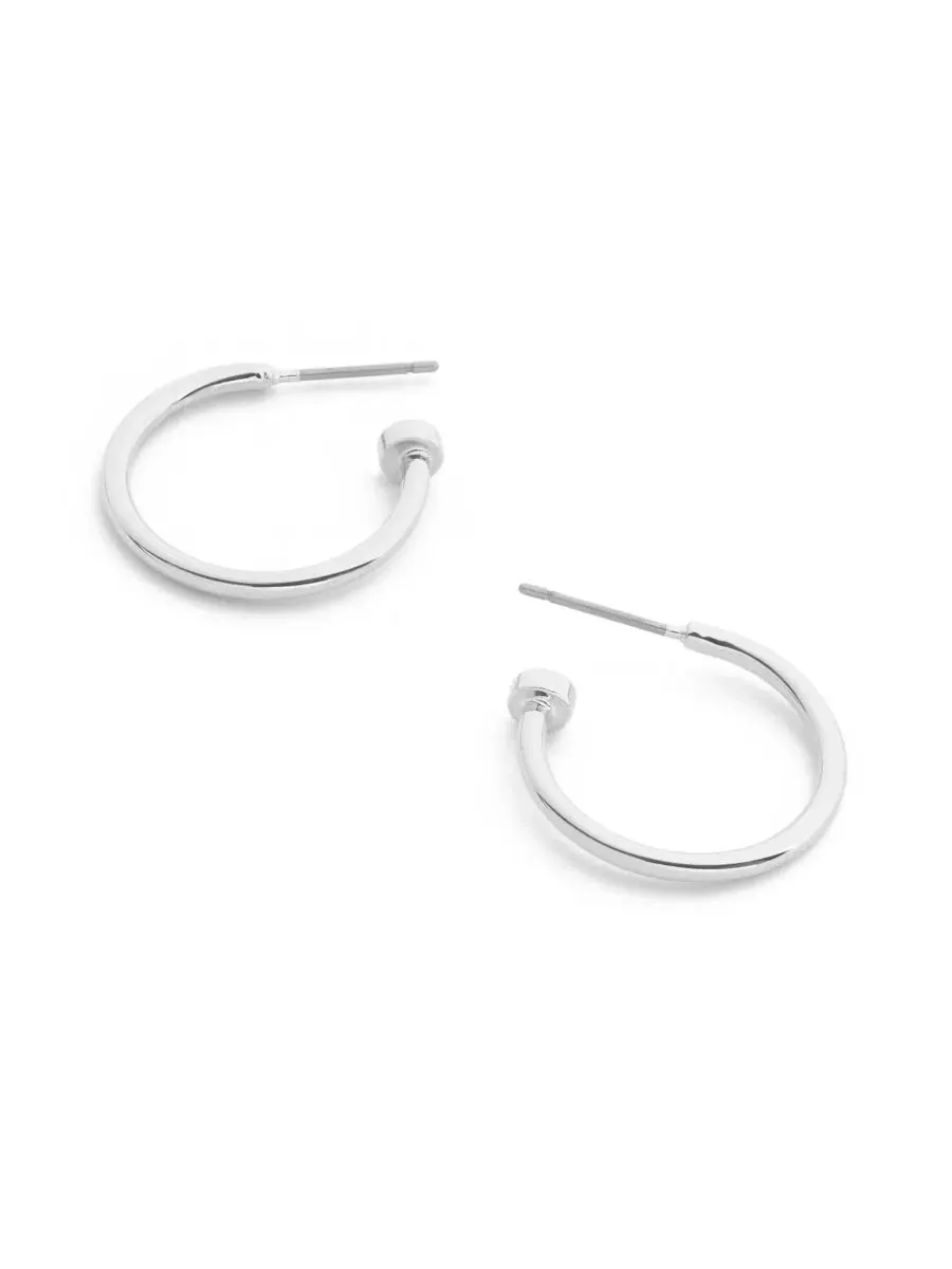 Серьги-кольца с открытым дизайном, из латуни с золотым напылением COACH — изображение 3 из 4, оттенок серебристый