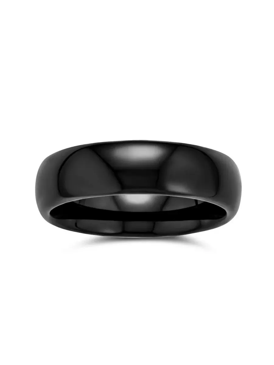 Обручальное кольцо Classic Dome из титана с покрытием, 6 мм Bling Jewelry — изображение 2 из 5, оттенок черный