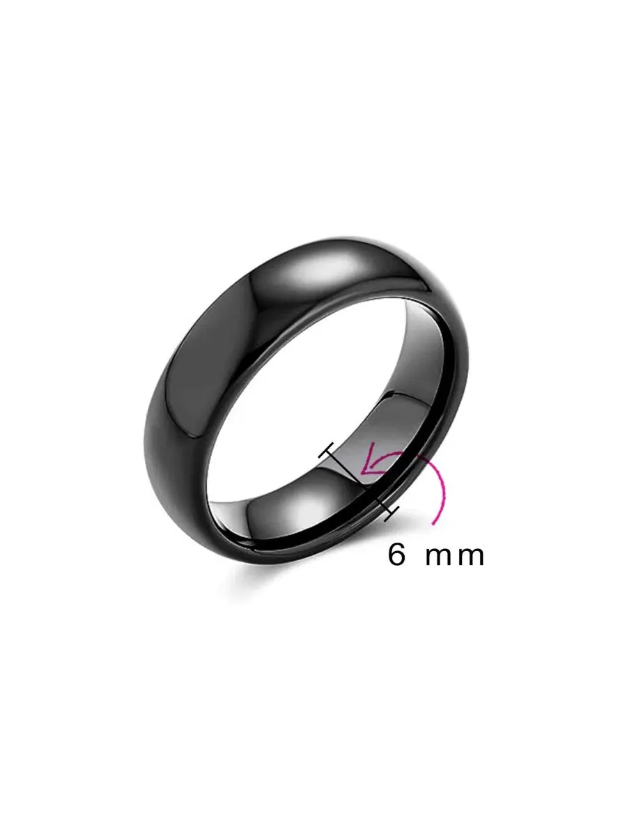 Обручальное кольцо Classic Dome из титана с покрытием, 6 мм Bling Jewelry — изображение 4 из 5, оттенок черный