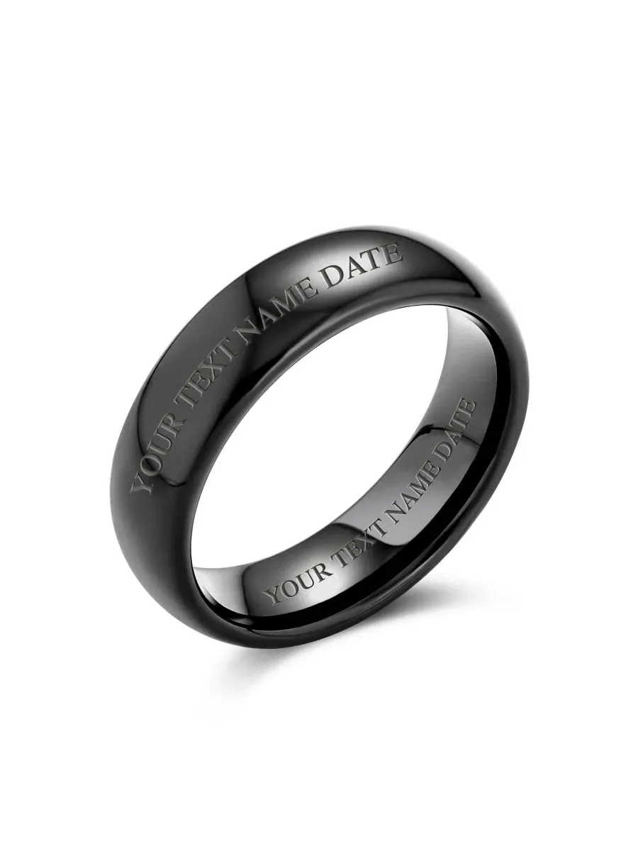 Обручальное кольцо Classic Dome из титана с покрытием, 6 мм Bling Jewelry — изображение 5 из 5, оттенок черный