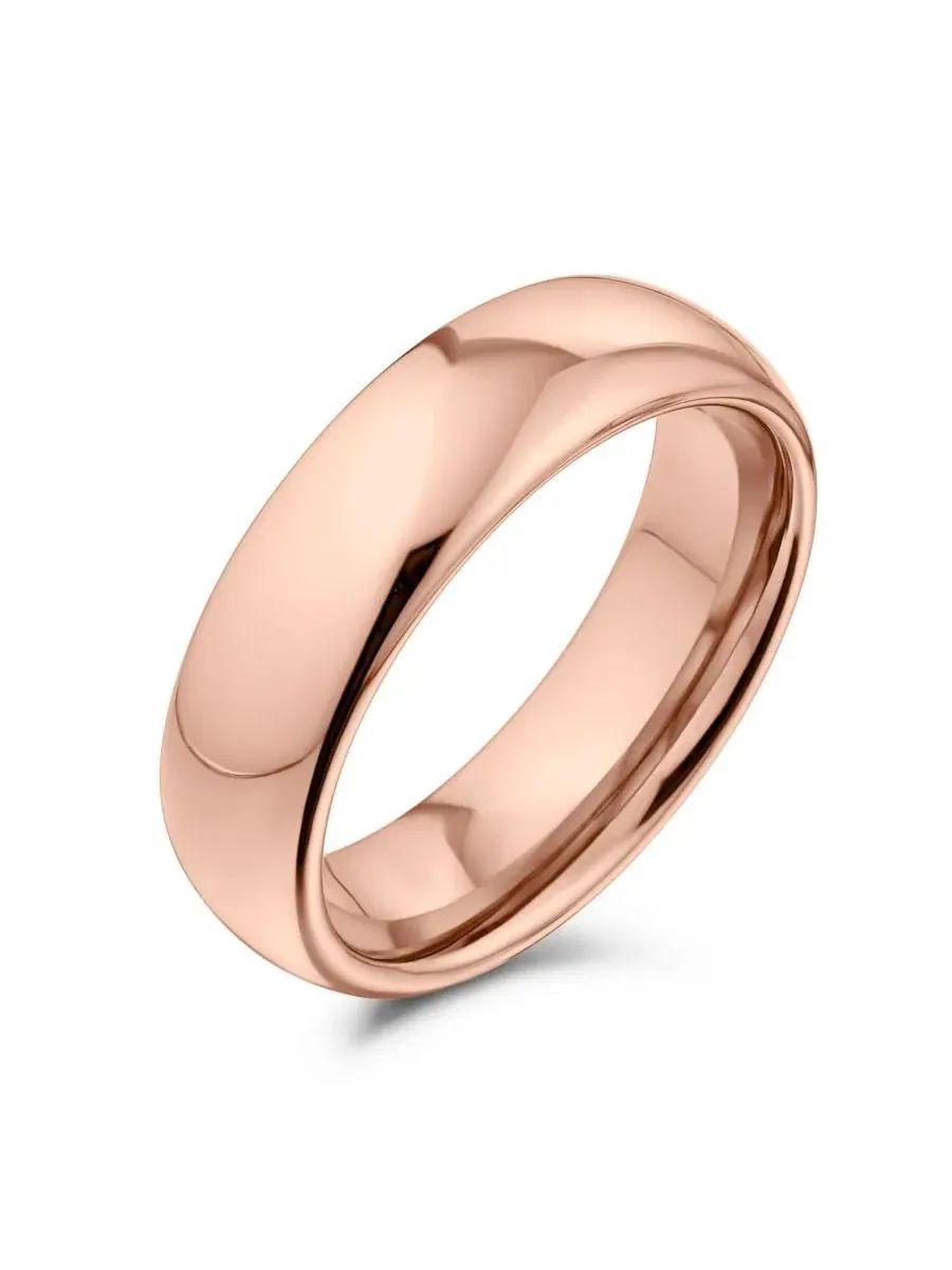 Кольцо Classic Dome Wedding Band Ring Gold Tone Titanium Comfort 6MM Bling Jewelry