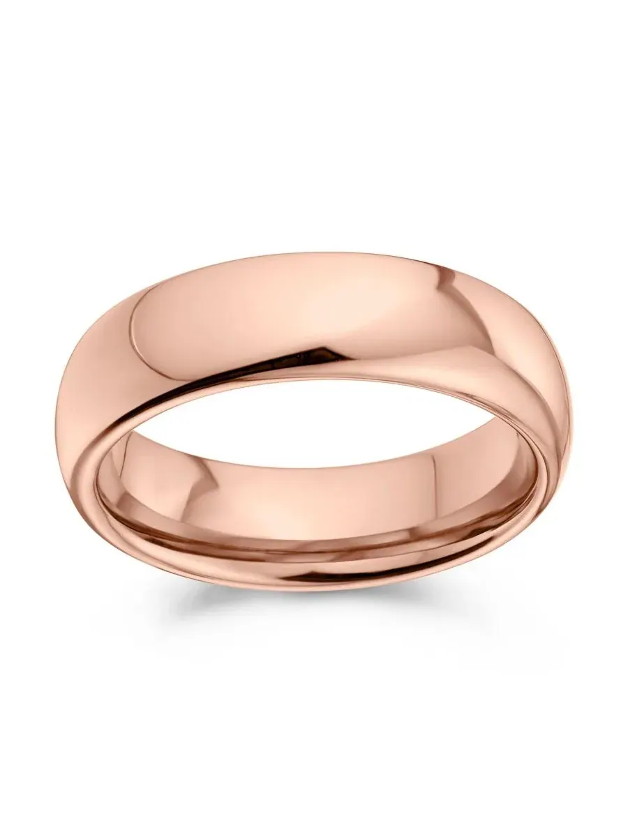 Кольцо Classic Dome Wedding Band Ring Gold Tone Titanium Comfort 6MM Bling Jewelry — изображение 2 из 5, оттенок розовый