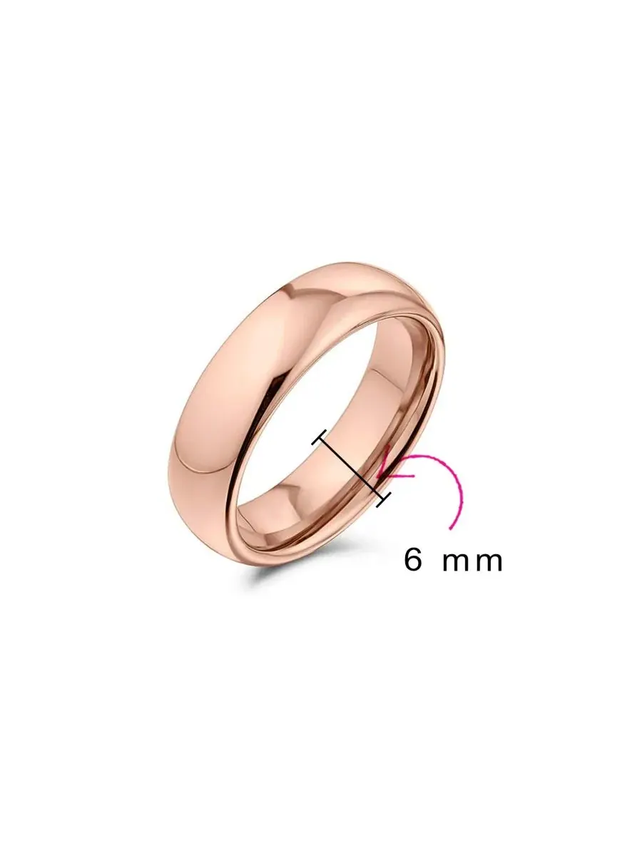 Кольцо Classic Dome Wedding Band Ring Gold Tone Titanium Comfort 6MM Bling Jewelry — изображение 4 из 5, оттенок розовый