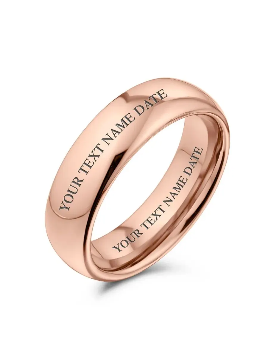 Кольцо Classic Dome Wedding Band Ring Gold Tone Titanium Comfort 6MM Bling Jewelry — изображение 5 из 5, оттенок розовый