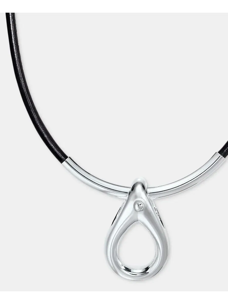 Кулон-подвеска на кожаном шнурке Anne Klein — изображение 2 из 5, оттенок черный