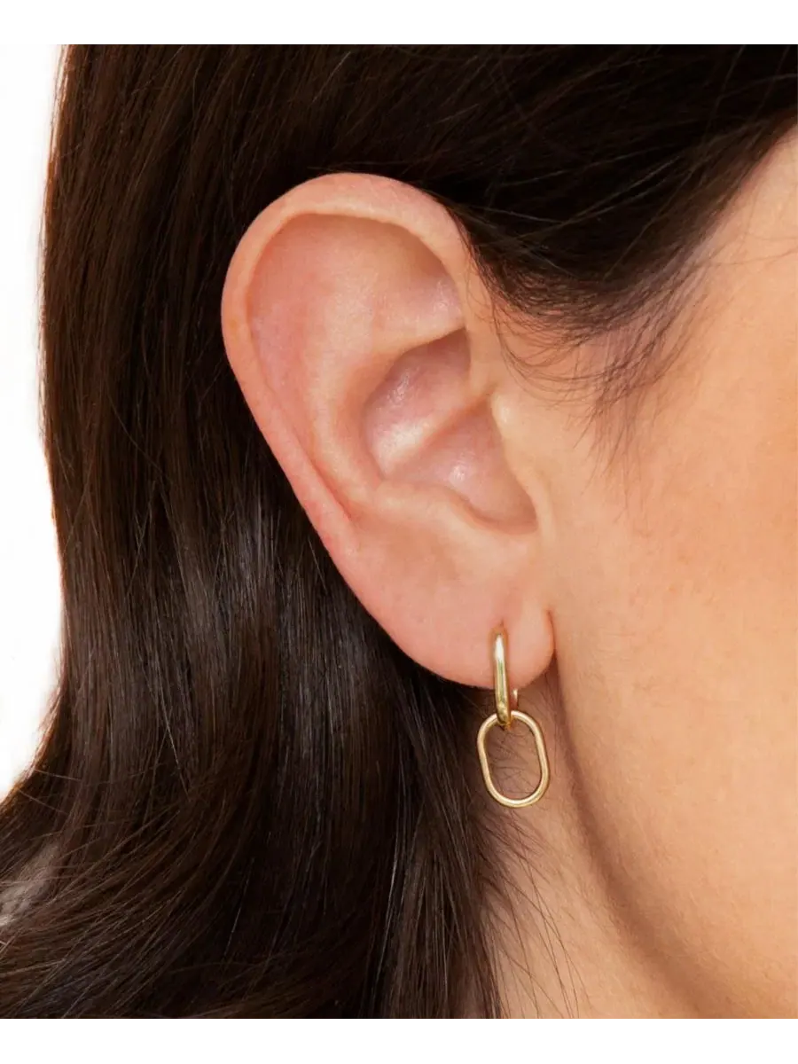 Серьги-кольца с подвесками Classique Jojo Paper Clip Double Hoops Anzie — изображение 3 из 3, оттенок желтый