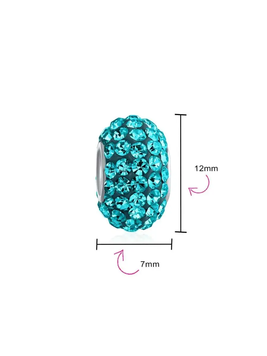 Комплект бусин для браслета из стерлингового серебра с кристаллами Bling Jewelry — изображение 3 из 3, оттенок голубой