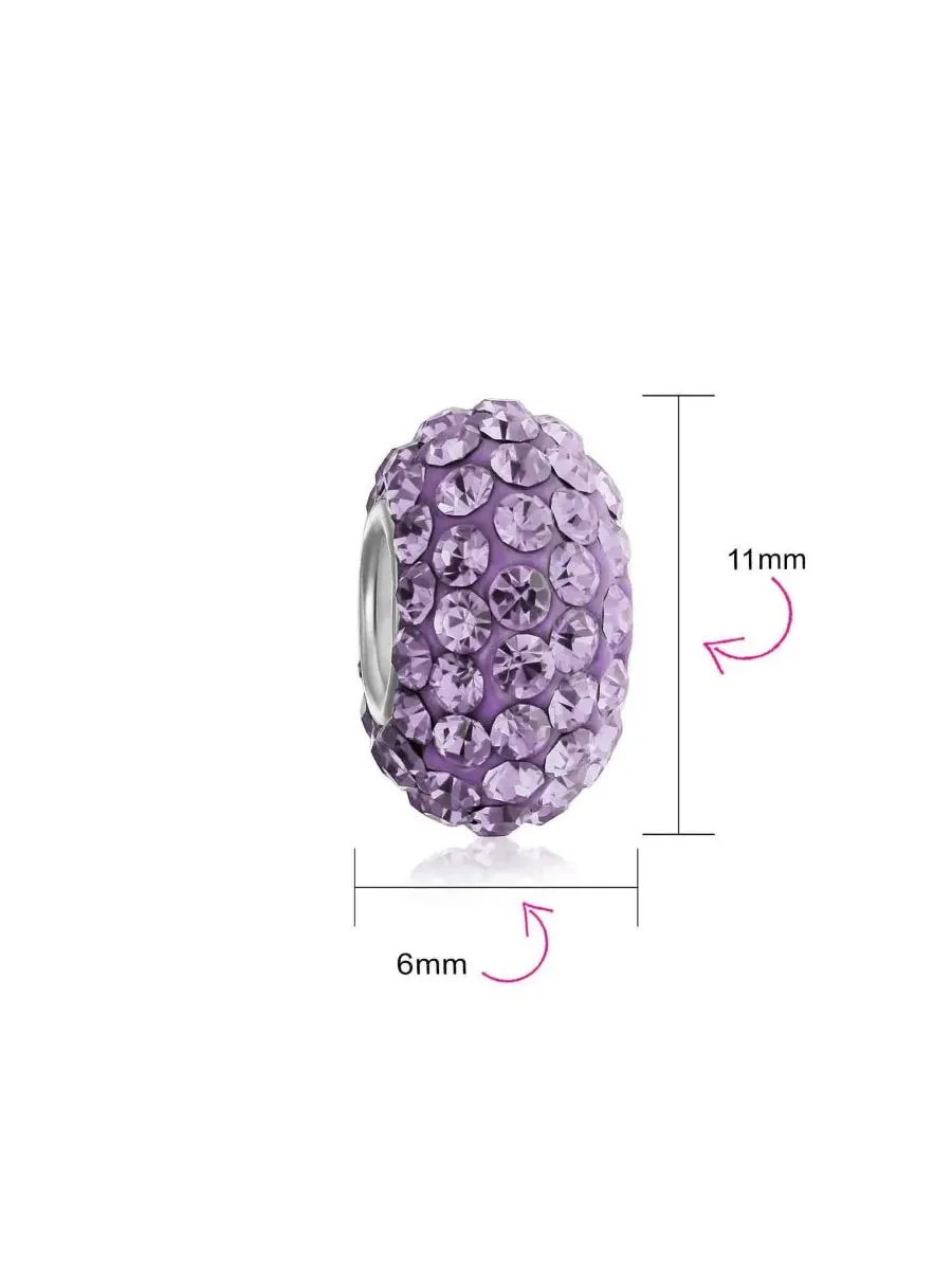 Набор из 2 бусин-распорок для браслета .925 Sterling Silver Solid Electric Blue Crystal Spacer — изображение 3 из 3