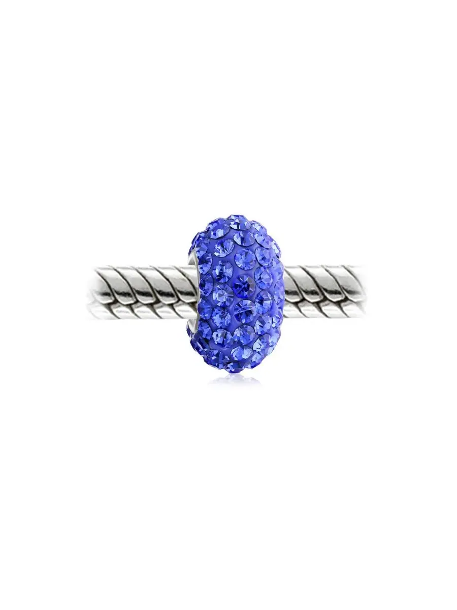 Комплект бусин-шармов с кристаллами, стерлинговое серебро 925 Bling Jewelry — изображение 2 из 3, оттенок синий