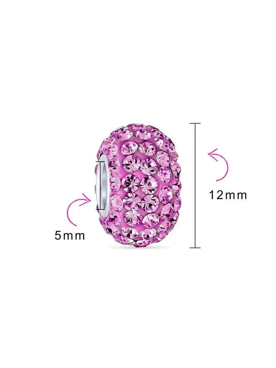 Набор кристаллических бусин для браслета 12 мм, .925 стерлинговое серебро Bling Jewelry — изображение 2 из 3