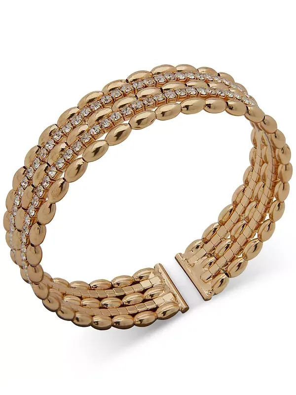Браслет-Манжета с золотистыми кристаллами в коробке Anne Klein