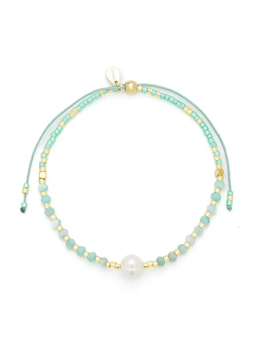 Браслет с жемчугом и бусинами Miyuki, регулируемый, Lumira Kamaria, Amazonite — изображение 1 из 5