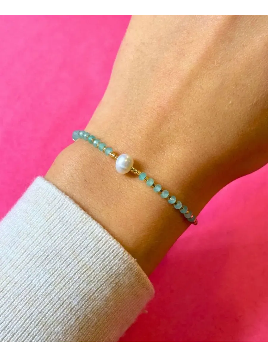 Браслет с жемчугом и бусинами Miyuki, регулируемый, Lumira Kamaria, Amazonite — изображение 3 из 5