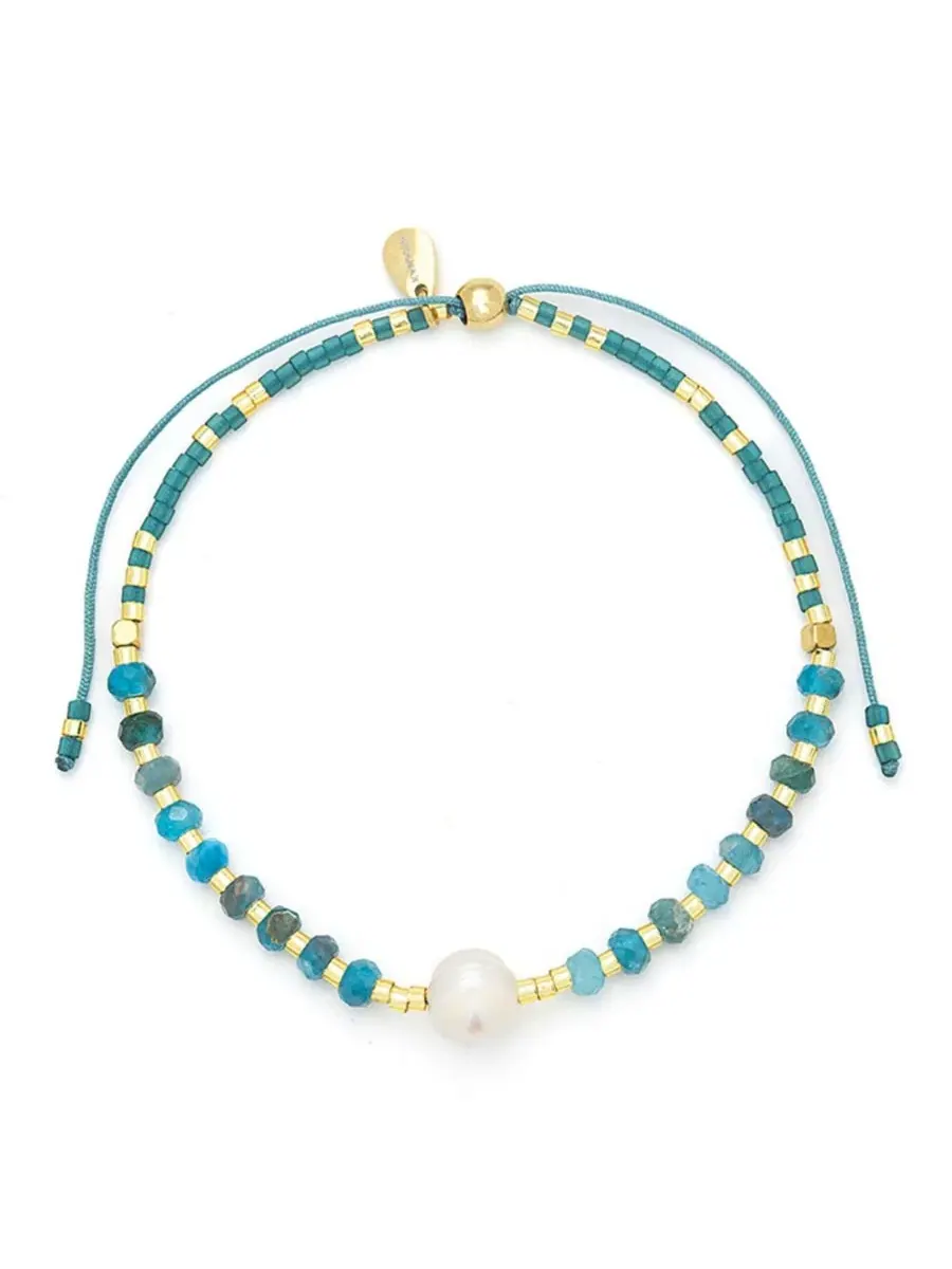 Браслет-подвеска с жемчугом и бусинами Miyuki, Lumira Mini Pearl Gemstone Kamaria — изображение 1 из 5, оттенок синий