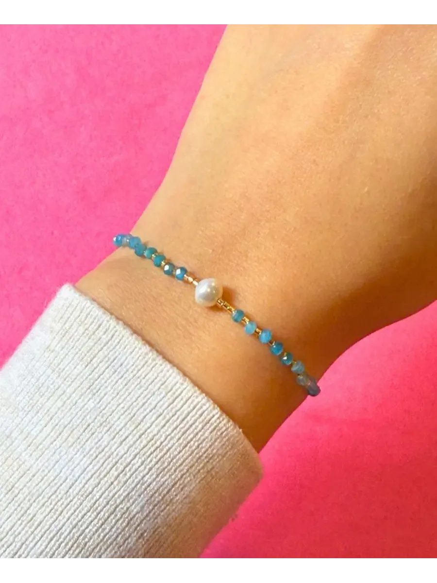 Браслет-подвеска с жемчугом и бусинами Miyuki, Lumira Mini Pearl Gemstone Kamaria — изображение 4 из 5, оттенок синий
