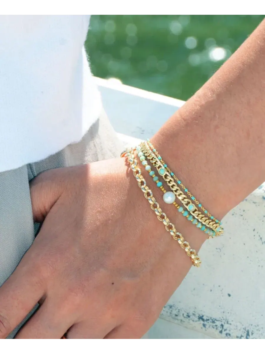 Браслет регулируемый с жемчугом и бусинами Miyuki, Lumira Mini Pearl Gemstone Kamaria — изображение 5 из 5, оттенок розовый