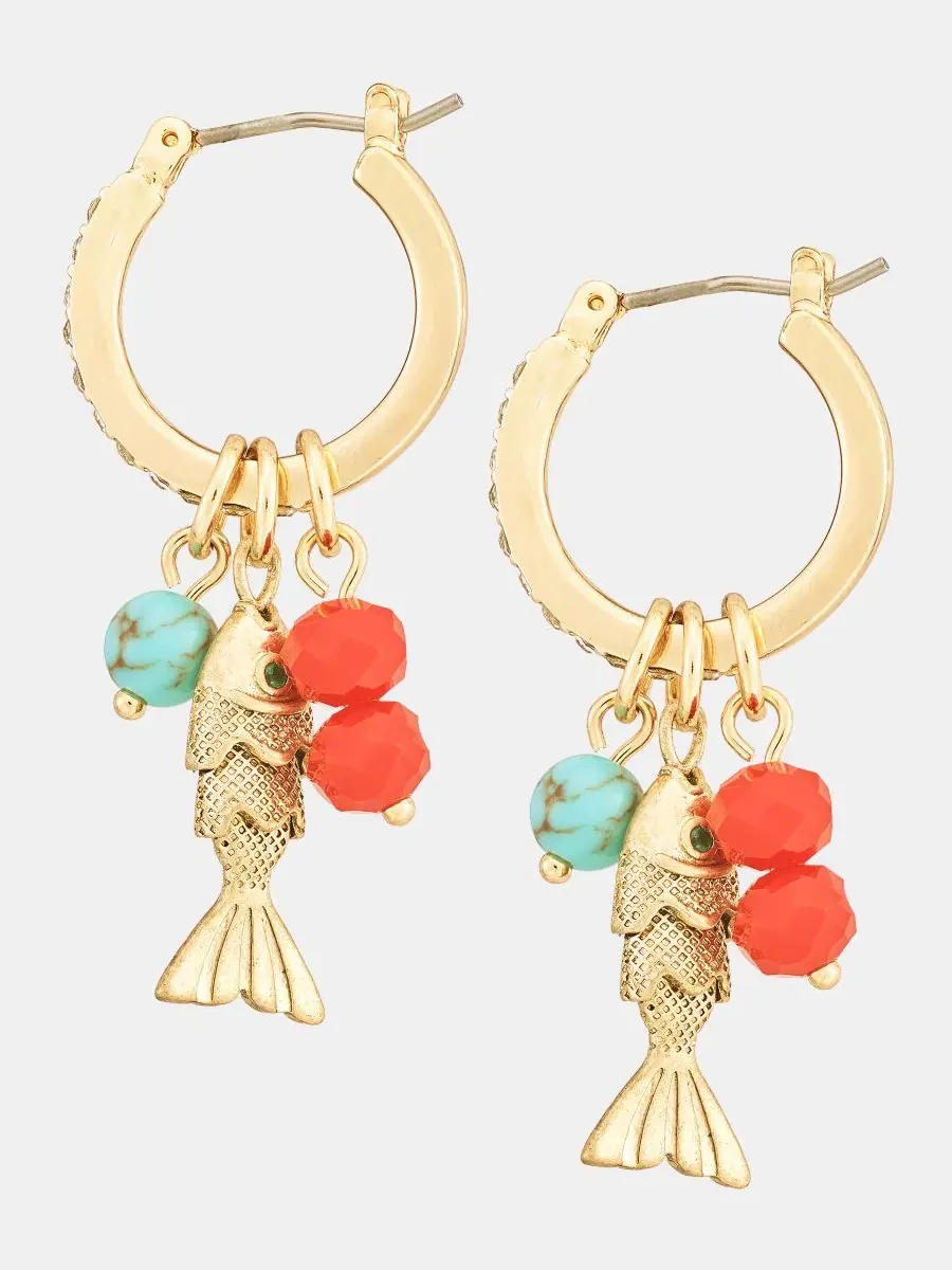 Серьги-пусеты с подвеской Fish & Bead Charm Lonna & Lilly