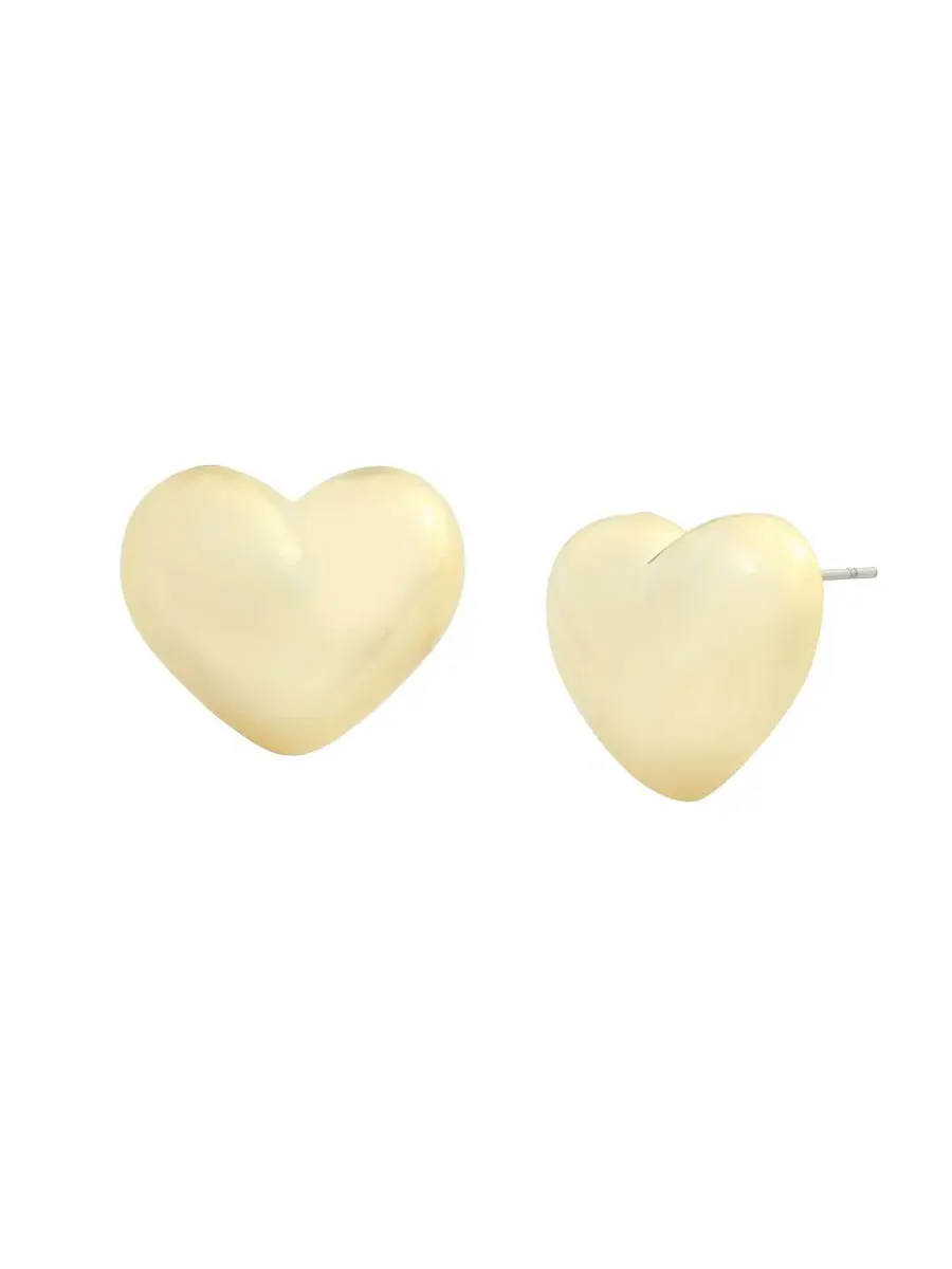 Серьги-гвоздики с объемным сердцем Gold Boho Puffy Heart Steve Madden