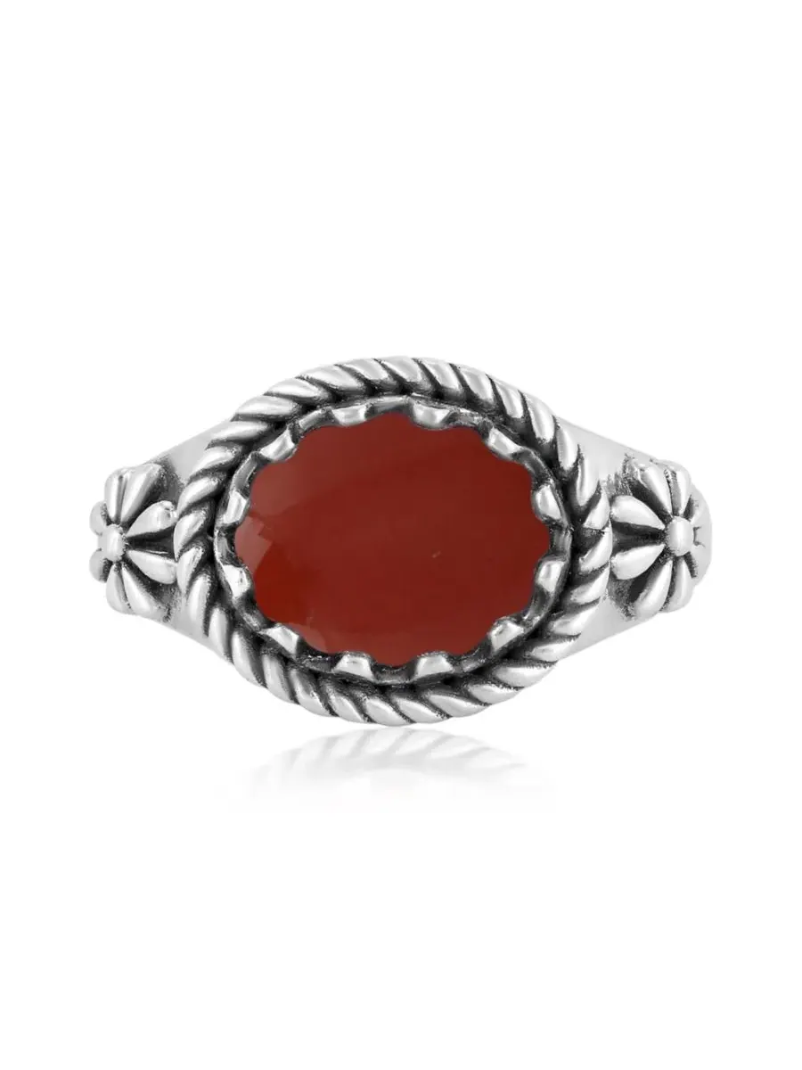 Кольцо из стерлингового серебра с красной яшмой, размер от 5 до 11 American West Jewelry — красный