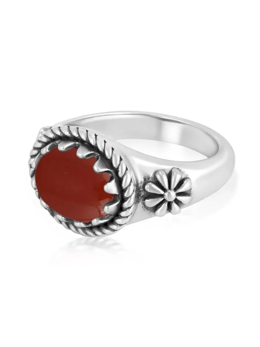 Кольцо из стерлингового серебра с красной яшмой, размер от 5 до 11 American West Jewelry — изображение 3 из 6