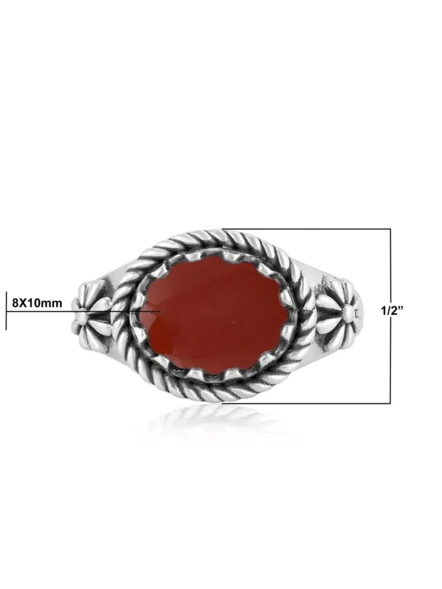 Кольцо из стерлингового серебра с красной яшмой, размер от 5 до 11 American West Jewelry — изображение 4 из 6