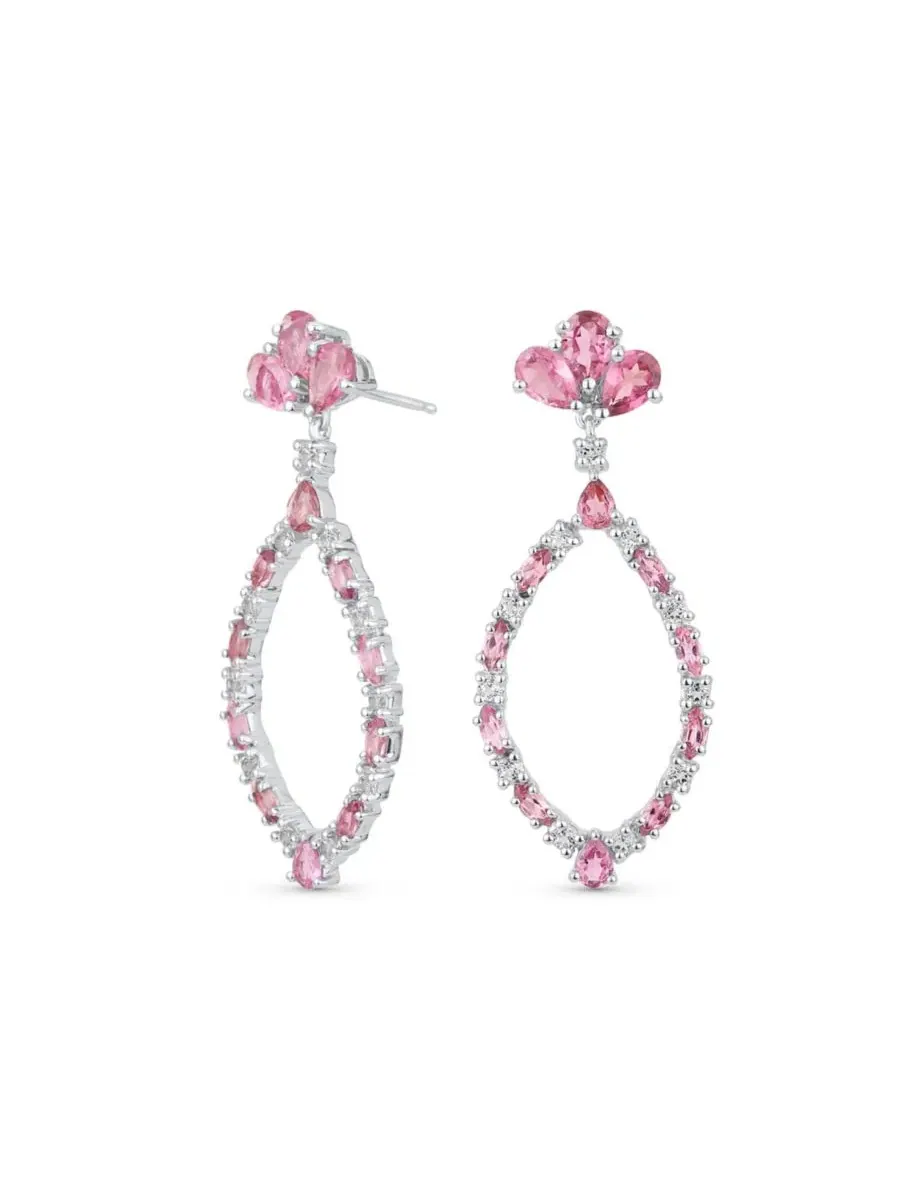 Серьги-люстры с подвесками в виде листьев, с танзанитом и турмалином Bling Jewelry