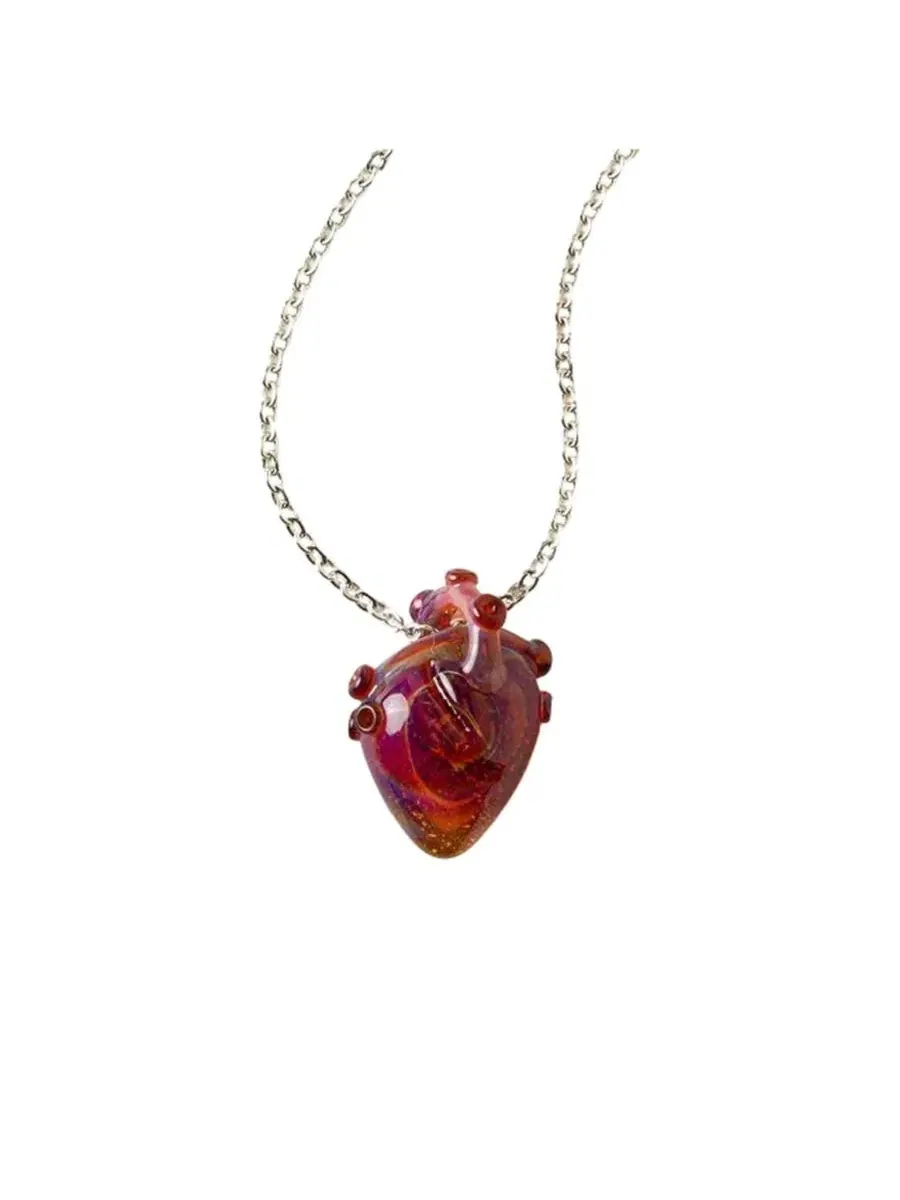 Кулон из стекла в форме сердца, модель Anatomical Glass Heart Uncommon Goods — фиолетовый