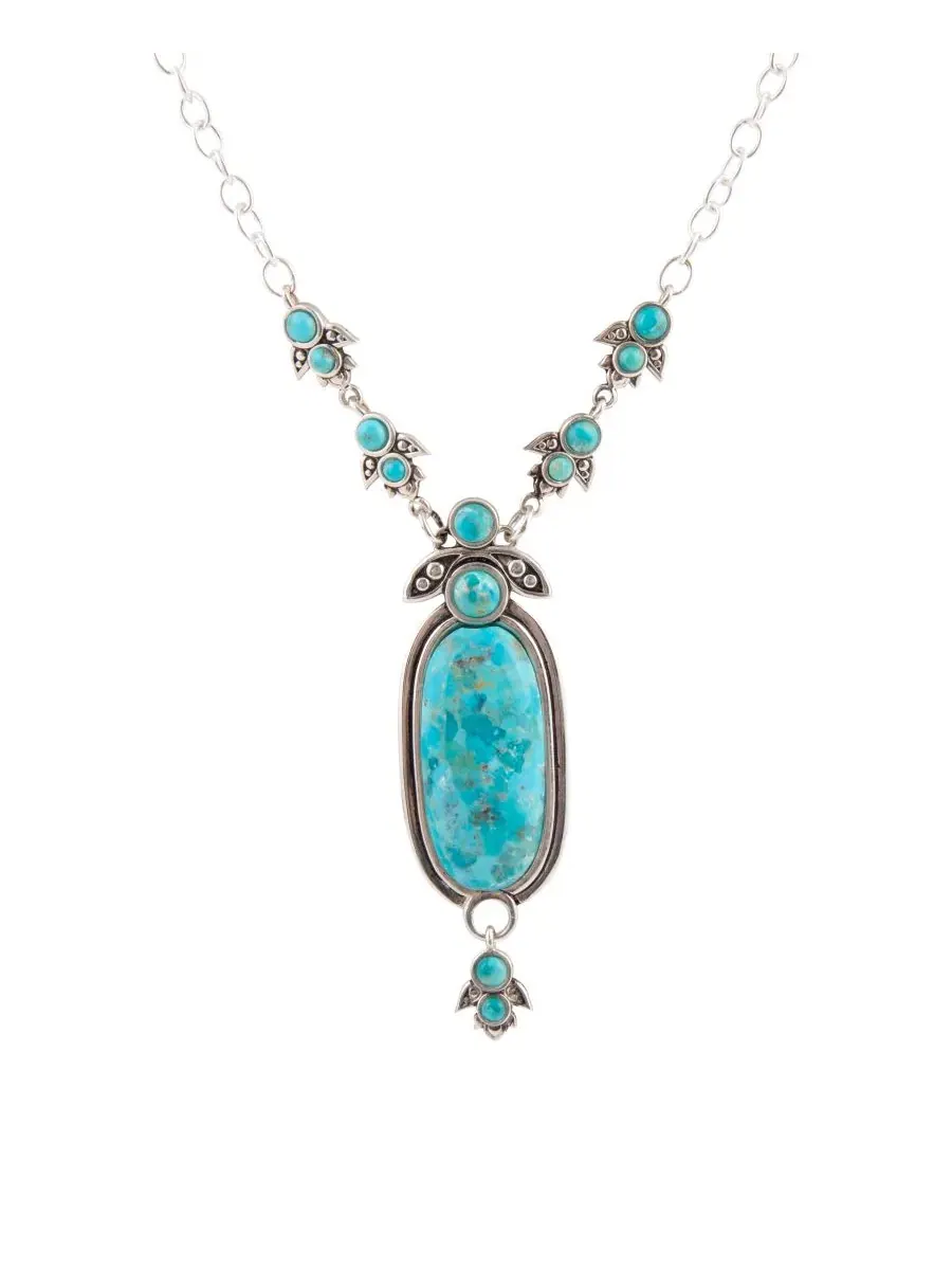 Подвеска-кулон с бирюзой Emile Silver and Blue Turquoise Pendant Barse — серебристый