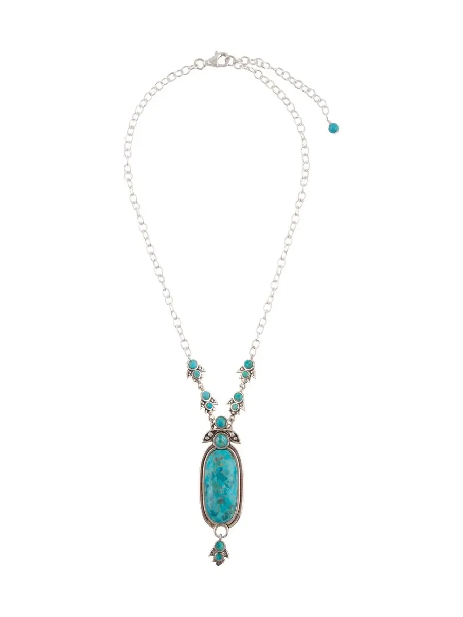 Подвеска-кулон с бирюзой Emile Silver and Blue Turquoise Pendant Barse — изображение 2 из 3, оттенок серебряный