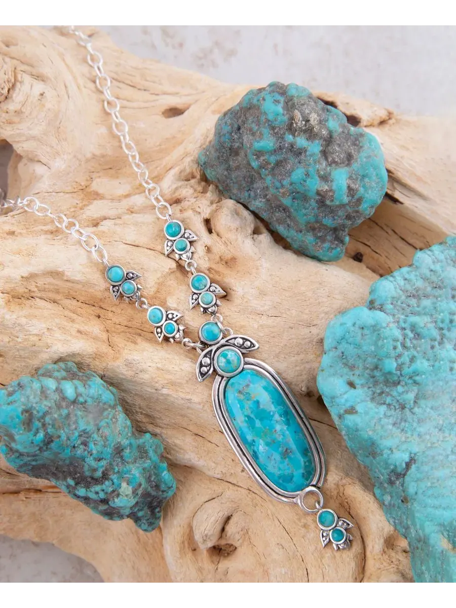 Подвеска-кулон с бирюзой Emile Silver and Blue Turquoise Pendant Barse — изображение 3 из 3, оттенок серебряный